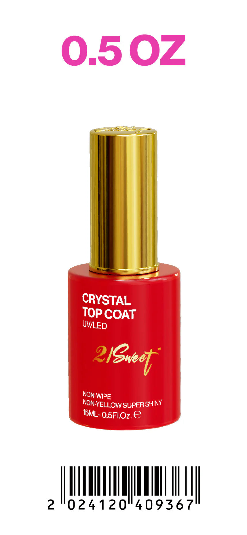 21 SWEET - GLASS TOPCOAT GEL 0.5 oz. (REG. $9.99). SAVE 40%. NOW $5.99