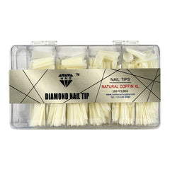 HNS DIAMOND NAIL TIP NATURAL COFFIN