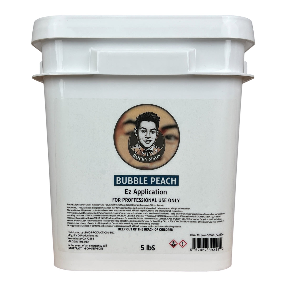 Rocky MDSD Bubble Peach Nail Powder 5lbs [Buy 1 Free 1 Base & 1 Top Rocky TPO HEMA Free]
